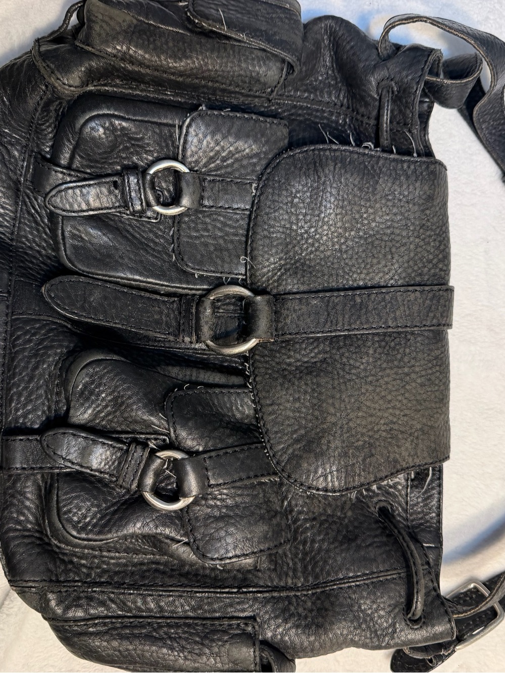 Cole Haan Black Pebbled Leather Buckle Shoulder Bag
